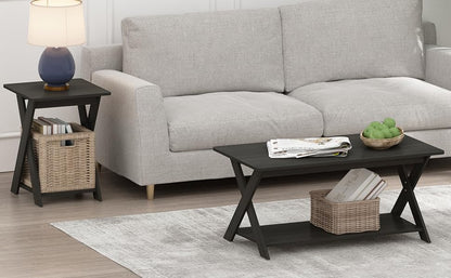 Furinno Modern Simplistic Criss-Crossed Coffee Table, 35.4 in x 19.6 in x 16 in, French Oak Grey
